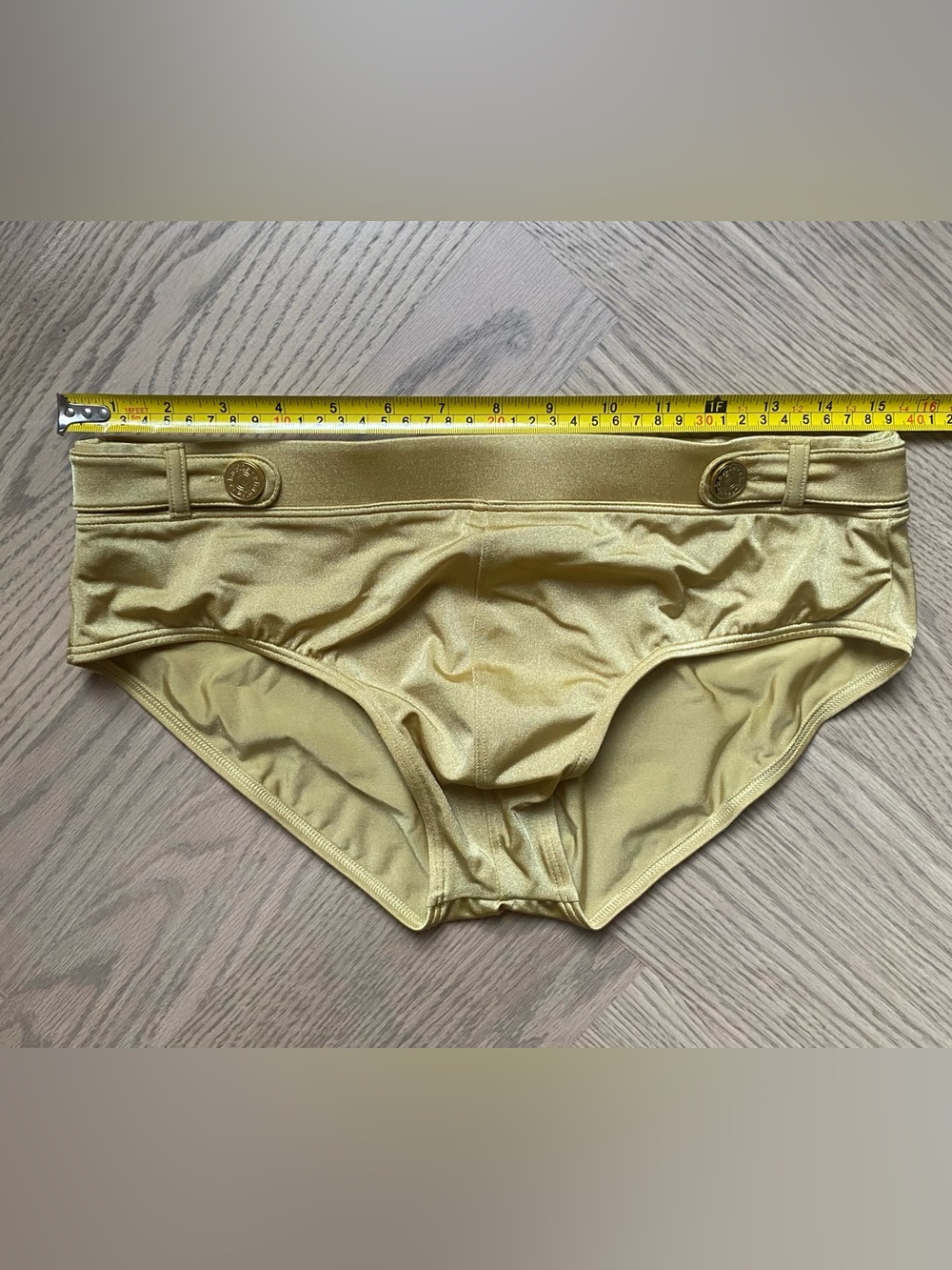 Charlie by Matthew Zink Metallic Gold Men’s Swim Briefs - Picture 2 of 6